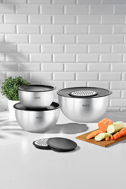 Silver Steel 9 Piece 24 Cm Grater Mixing Bowl