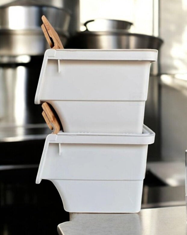 Set of 2 Bamboo Color Organizer Multi-Purpose Basket