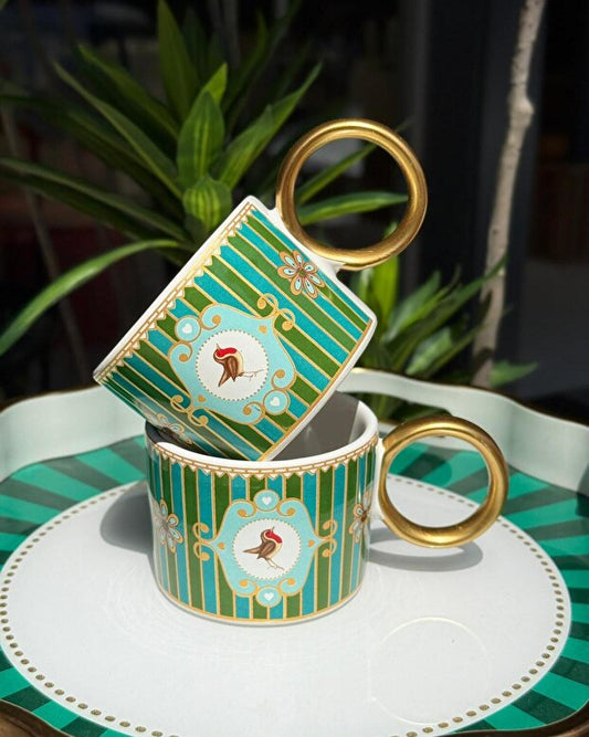 Luxury Piano Bird Mug 2 Piece Set