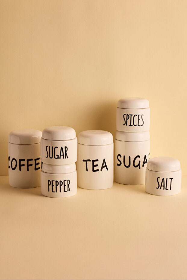 Francesco 7 Piece White Porcelain Spice Jar Set