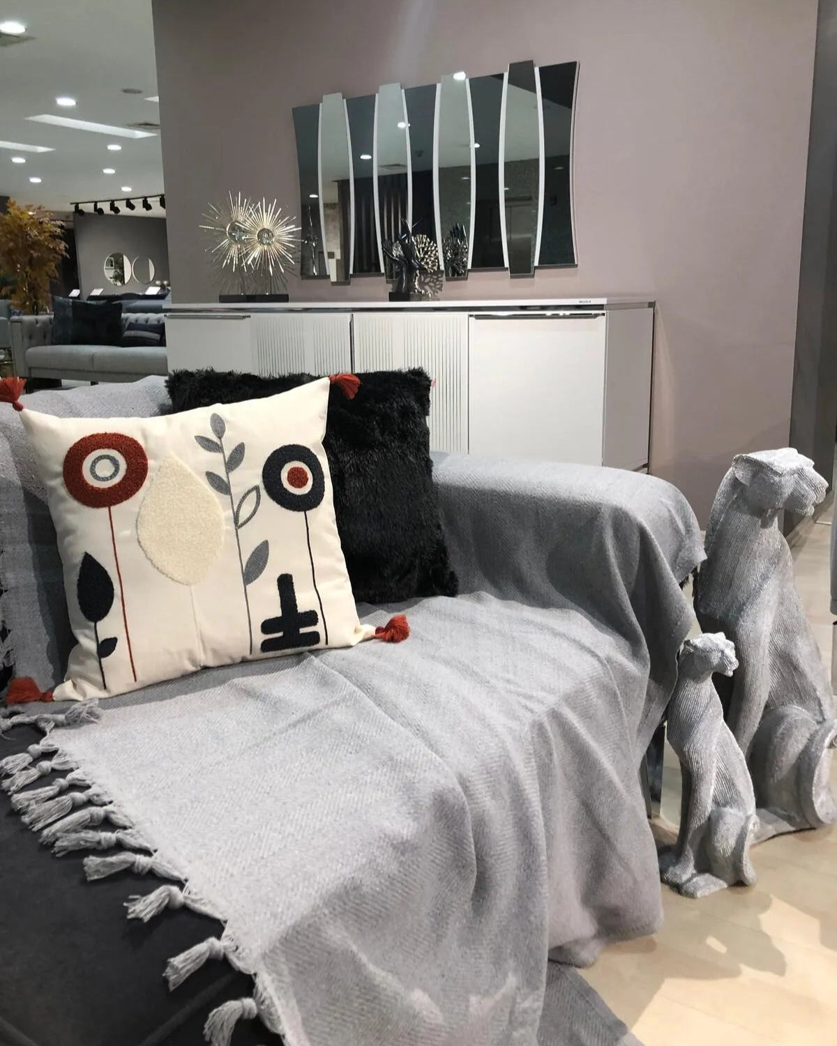 1 Piece Gray Woven Hand Tied Sofa Cover