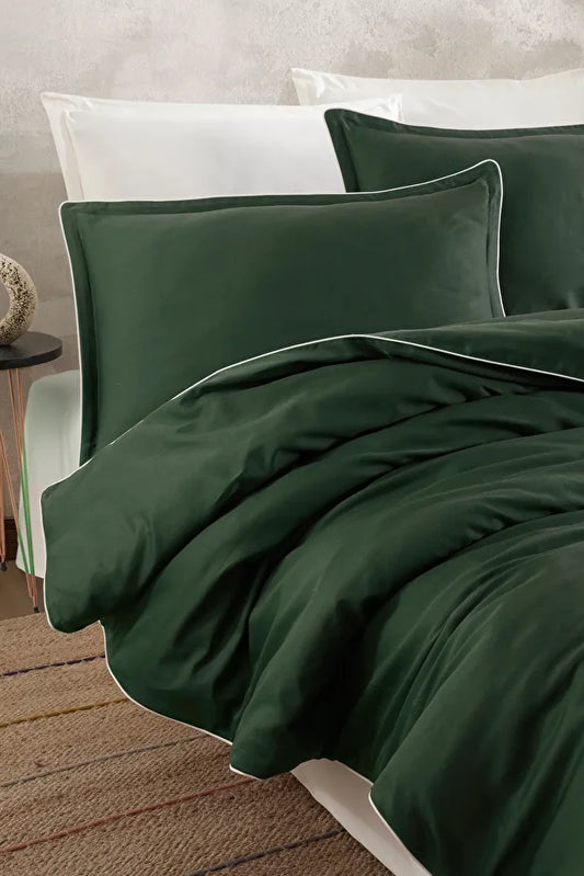 Viridis 100% Cotton Satin Duvet Cover Set