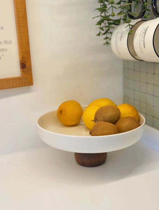 Wooden Legged Porcelain Bowl