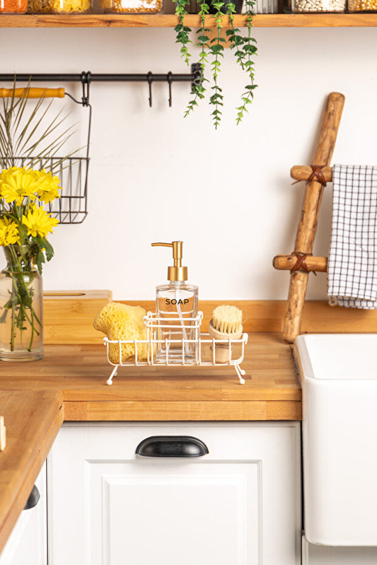 Cremma Single Stand Liquid Soap Dispenser - White, Gold