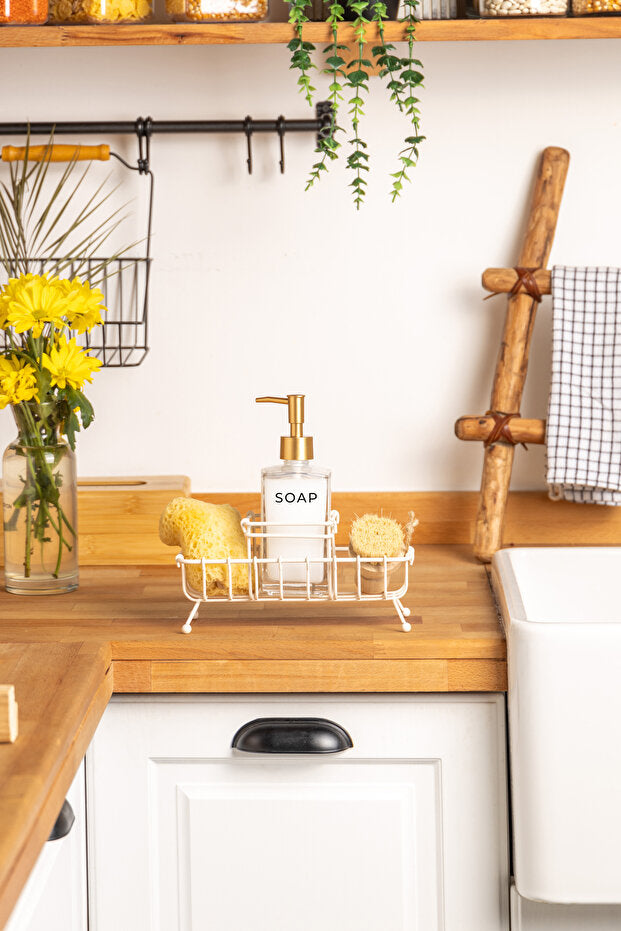 Cremma Single Stand Liquid Soap Dispenser - White, Gold