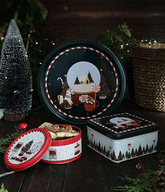 Christmas Edition Metal Storage Containers 3 Piece Set