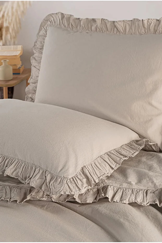 Hemera 100% Cotton Ruffle Washable Duvet Cover Set