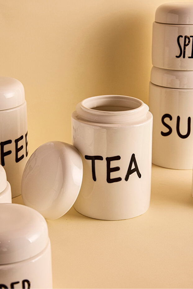 Francesco 7 Piece White Porcelain Spice Jar Set