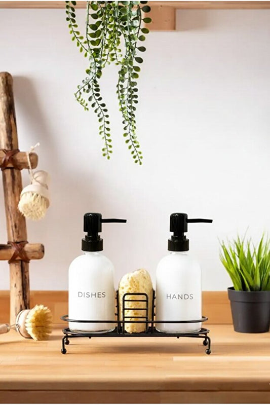 Nova Liquid Soap Dispensers with Metal Stand - Black