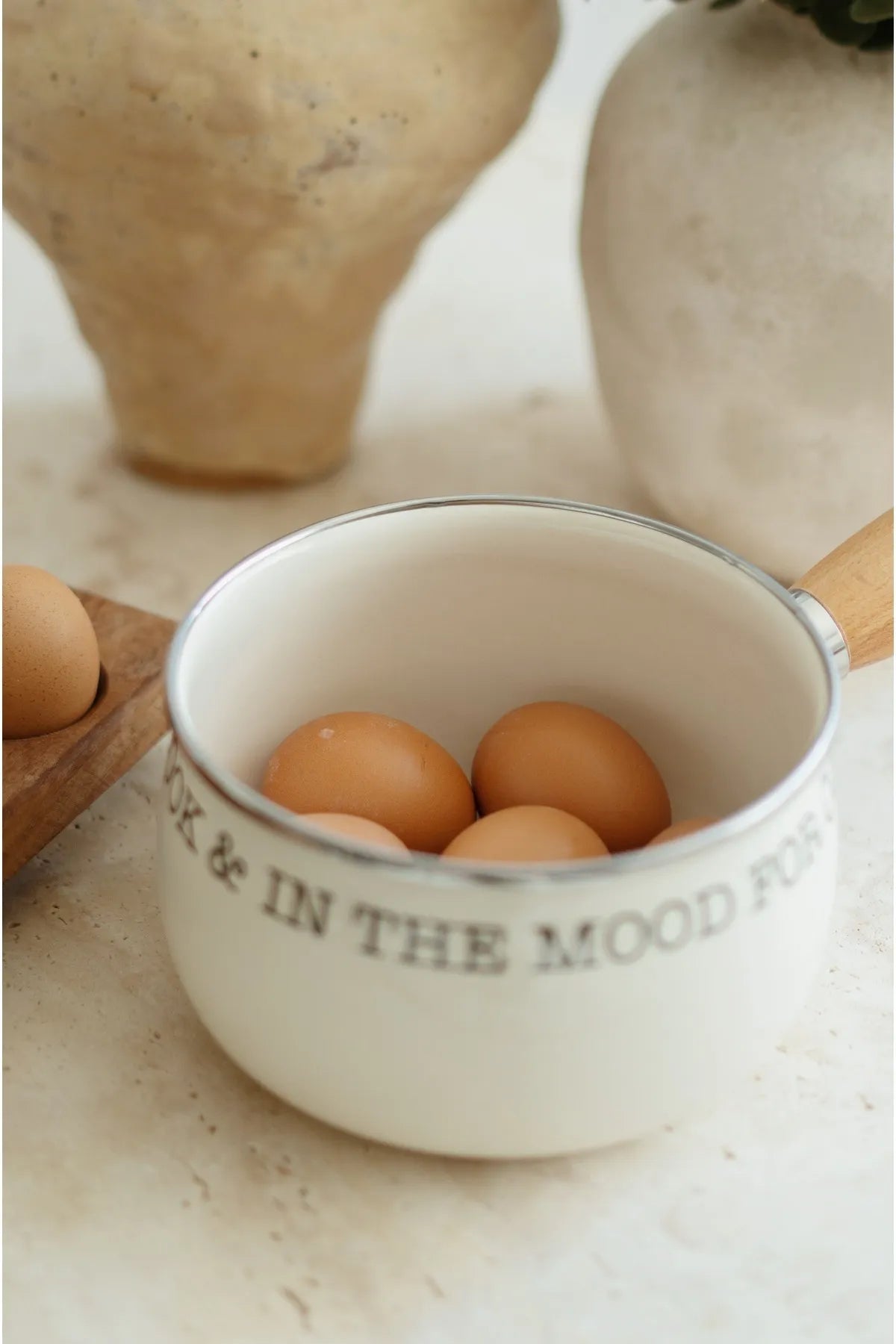 Mood Enamel Wooden Handle Pan