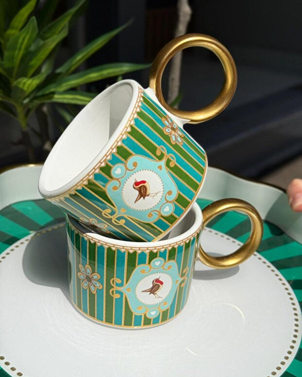 Luxury Piano Bird Mug 2 Piece Set