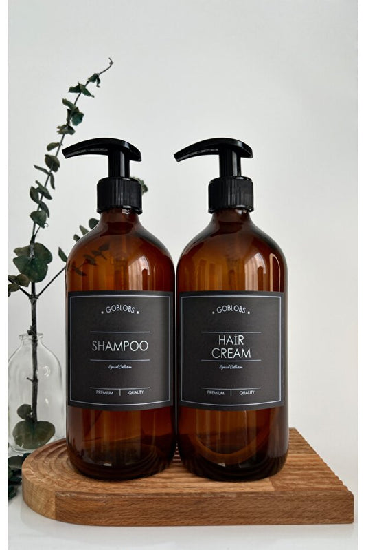 Soap Dispenser 2 Piece 500 ml Glass Amber Set