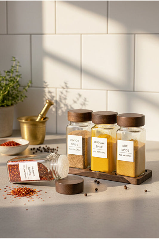 Deny 4 Piece Spice Set with Acacia Stand