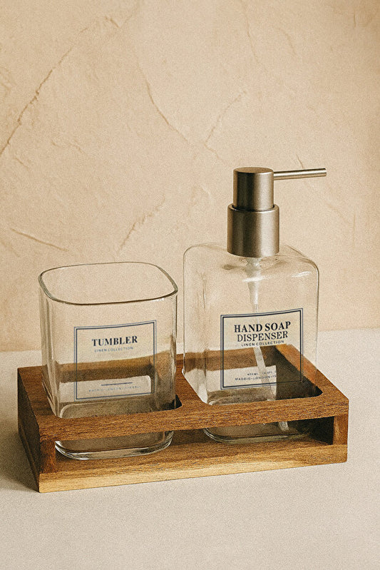 Bathroom Set with Accacia Stand