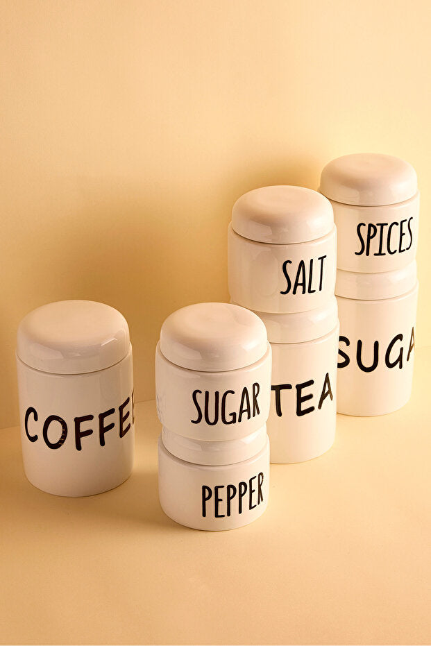 Francesco 7 Piece White Porcelain Spice Jar Set