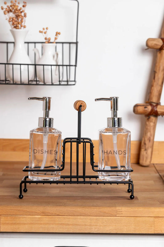 Cremma 2 Piece Stand Liquid Soap Dispenser - Black