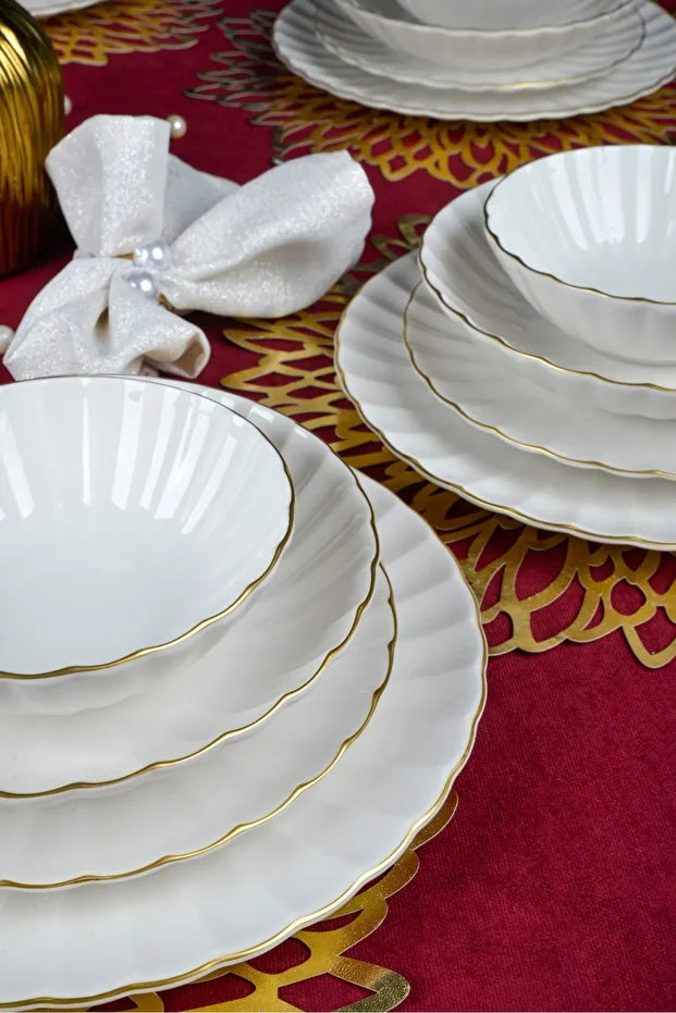 Derya Gold 24 Piece Plain Dinner Set for 6 People