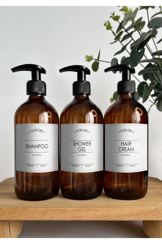 Soap Dispenser 3 Piece 500 ml Glass Amber Set