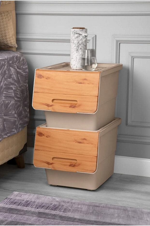 Set of 2 Bamboo Color Organizer Multi-Purpose Basket