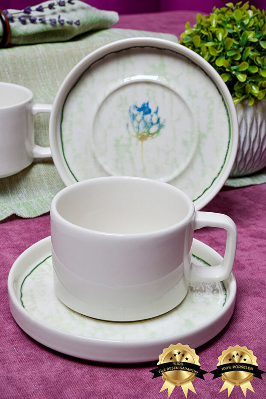Marbling Porcelain Tea/Cappuccino Cup 2 Person Set