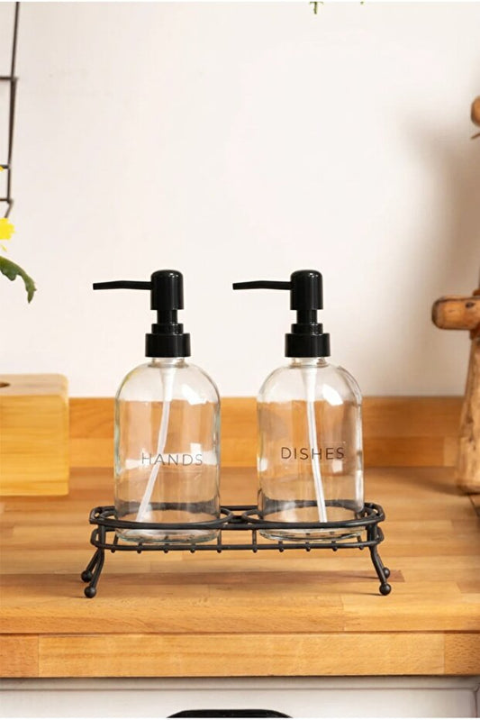 Tokyo Liquid Soap Dispensers with Metal Stand - Black