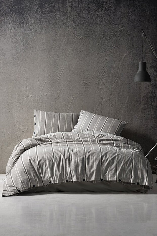 Sense 100% Cotton Washable Vintage Duvet Cover Set - Anthracite