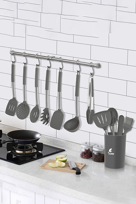 Guojin 26 Piece Stainless Steel Silicone Spatula Kitchen Set - Gray