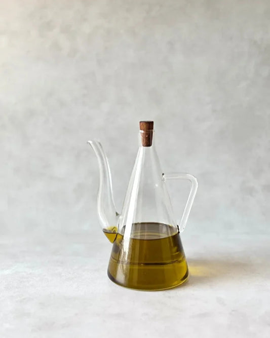 2 Piece Set Acacia Lid Borosilicate Glass Oil Bottle (500 ml)