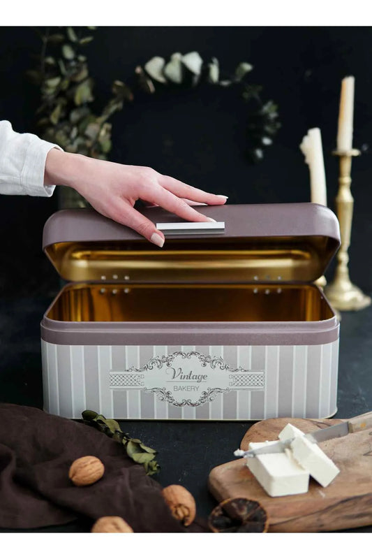 Vintage Elegance Metal Bread Storage Container