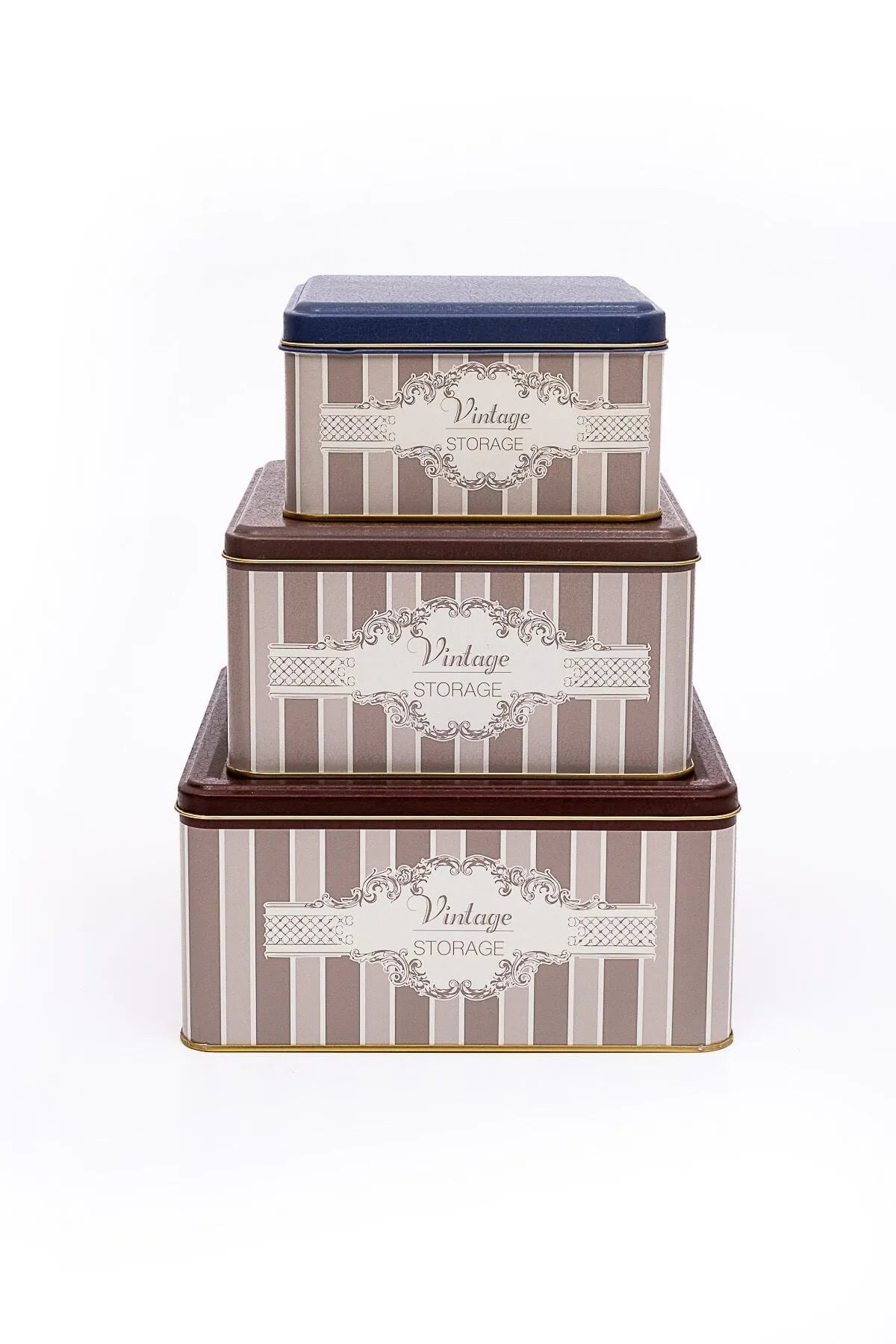 Vintage Elegance Metal Storage Containers 3 Piece Set