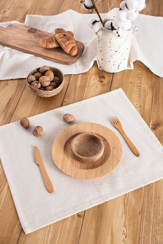 8 Pack Organic Raw Texture Linen Amercian Service Placemat 35 X 45 Cm