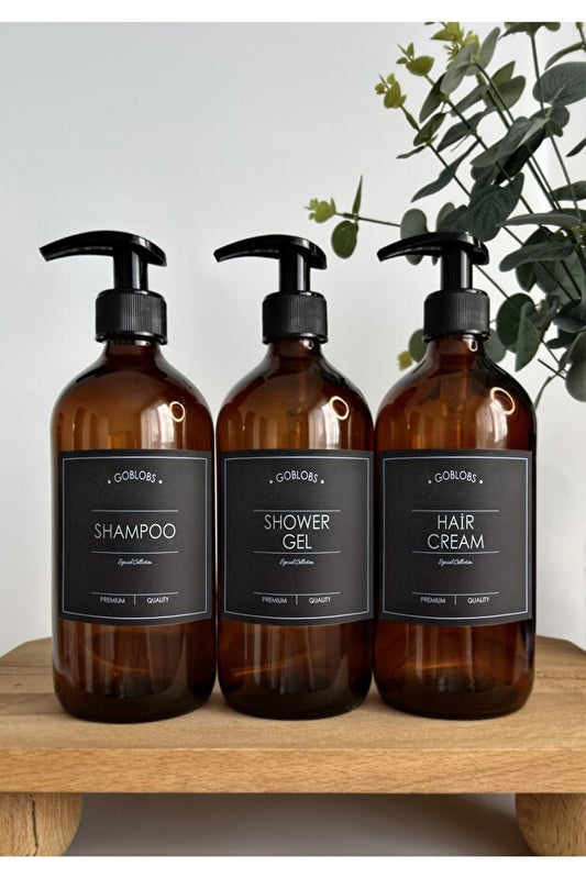 Soap Dispenser 3 Piece 500 ml Glass Amber Set
