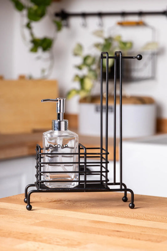 Neva Liquid Soap Dispenser with Metal Stand - Black