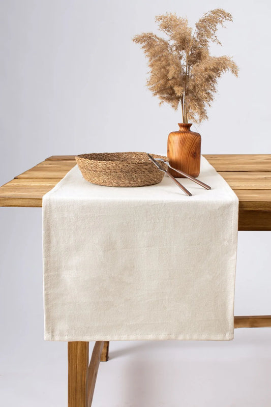 Organic Raw Texture Linen Runner 40 X 150 Cm
