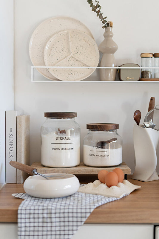 Acacia Glass Storage Jars