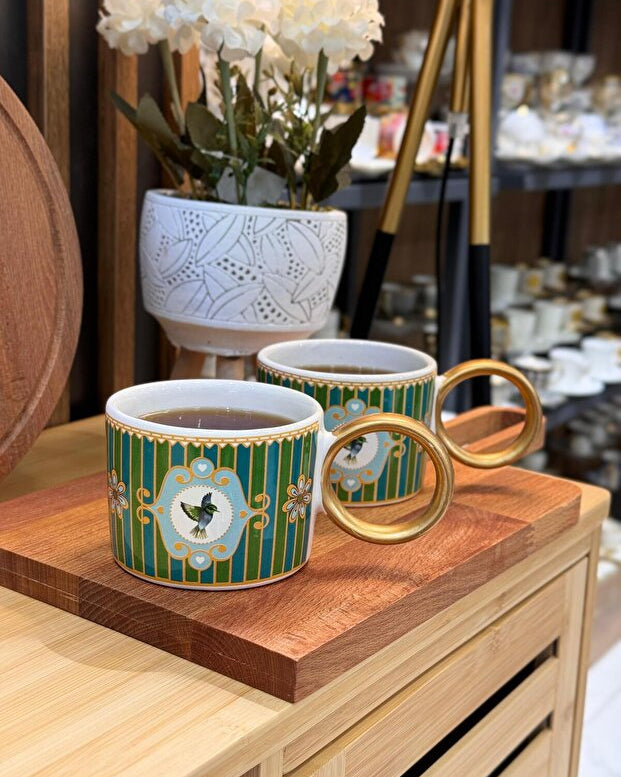 Luxury Piano Bird Mug 2 Piece Set