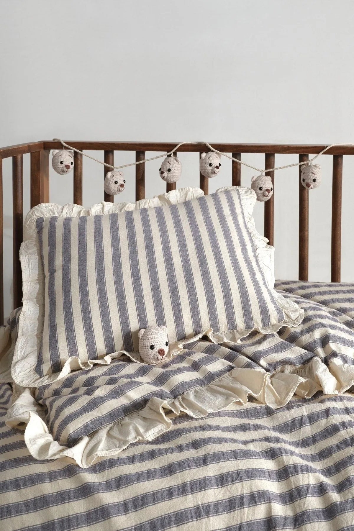 Bluesky Natural Baby 100% Cotton Ruffle Washable Duvet Cover Set