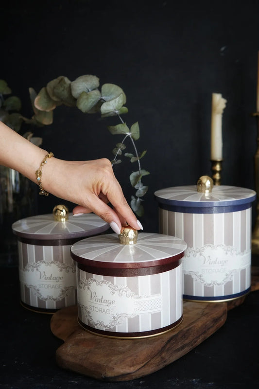 Vintage Elegance Metal Storage Containers 3 Piece Set
