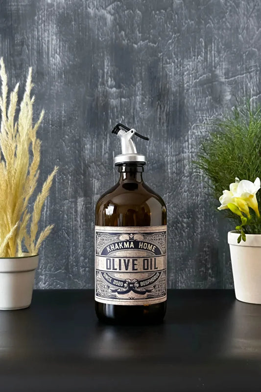 500 ml Black Color Italian Glass Oil Bottle Vintage