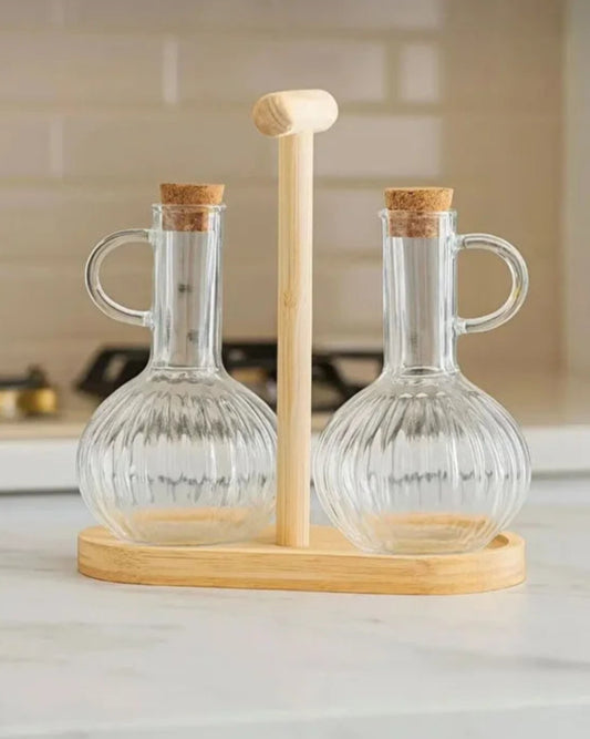 2 Piece Bamboo Stand Oil Set