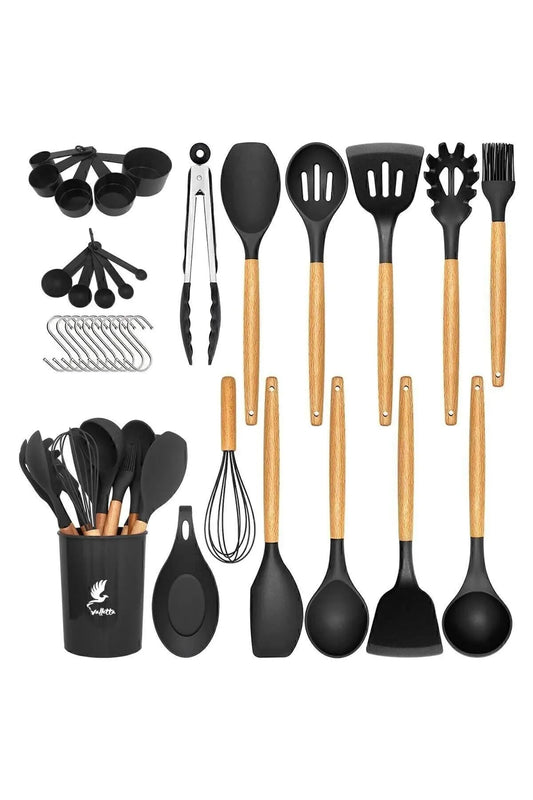 Mikla 33 Piece Silicone Kitchen Set - Black
