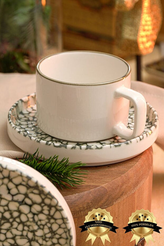 Nature Porcelain Tea/Cappuccino Cup 2 Person Set