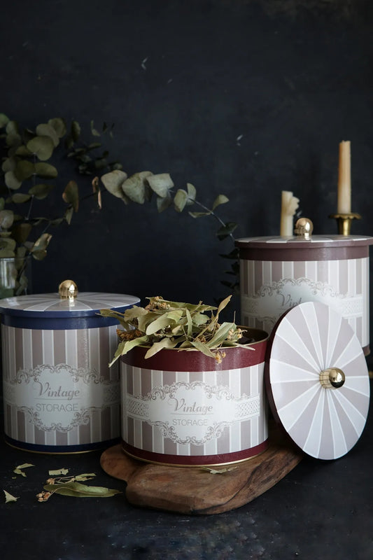 Vintage Elegance Metal Storage Containers 3 Piece Set