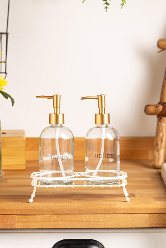 Tokyo Liquid Soap Dispensers with Metal Stand - White