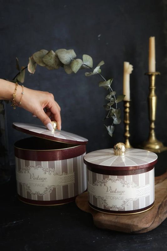 Vintage Elegance Metal Storage Box Set of 2