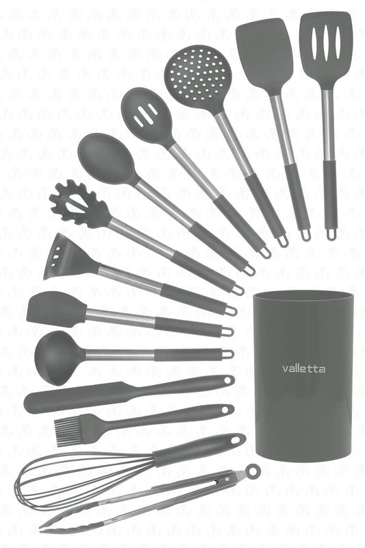 Mora 14 Piece Silicone Kitchen Set - Gray