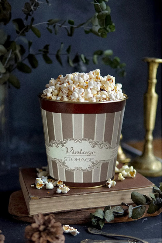 Vintage Elegance Metal Popcorn Bucket