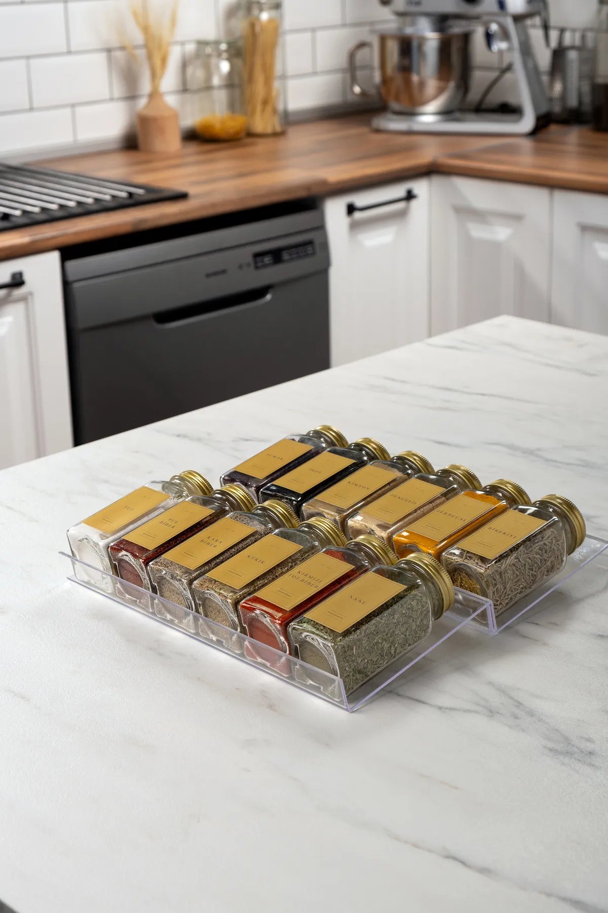 12 Piece Spice Jars With Plexiglass Stand
