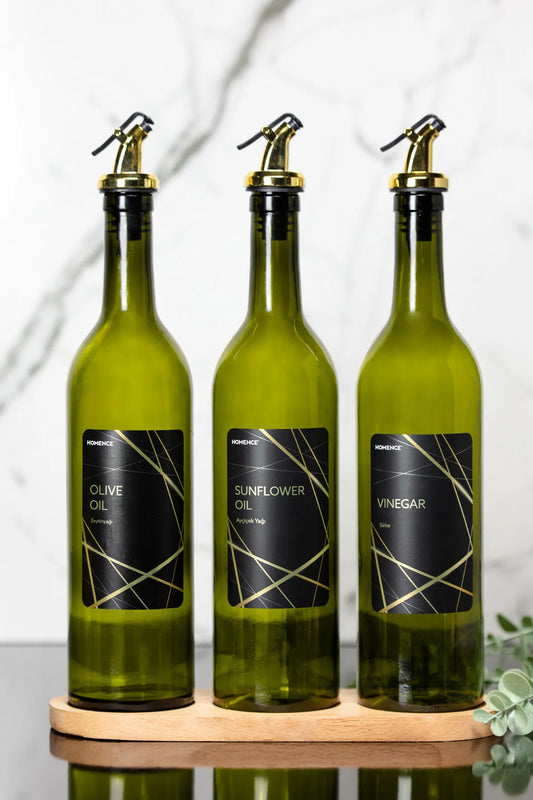 Wooden Stand Oil and Vinegar Glass Bottles 750 ml
