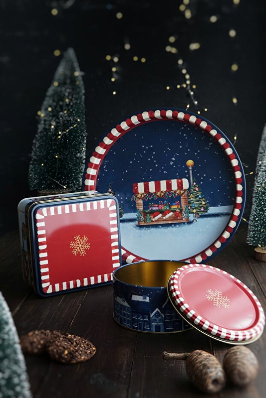 Christmas Edition Metal Storage Containers 3 Piece Set